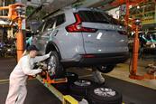 Associates building the CR-V at Honda of Canada Mfg., in Alliston, Ontario.