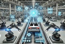 DALL·E 2025-01-29 19.46.56 - A futuristic automotive manufacturing facility showcasing AI-driven automation. The scene includes robotic arms assembling vehicles on a high-tech pro