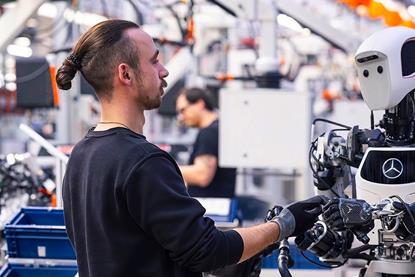 Humans and robots already work hand in hand today. However, increasing digitalisation and automation will change jobs in automotive factories. (Image- Mercedes-Benz)