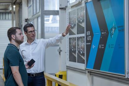 The site's strategy hangs on the walls of the factory halls. (Image- Volkswagen)