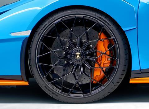 The Bridgestone Potenza Tyre as seen on the Lamborghini Huracan