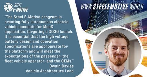 Owain Davies, Vehicle Architecture Leader, Steel E-motive project