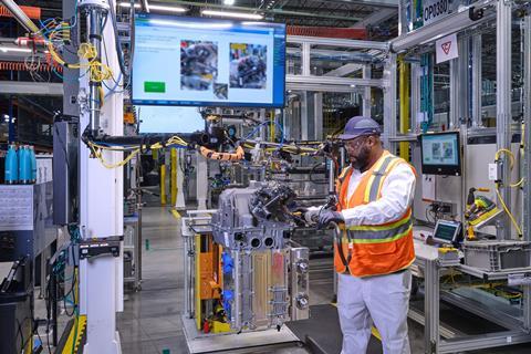 Production of a fuel cell system at the GM-Honda FCSM in Brownstown, Michigan