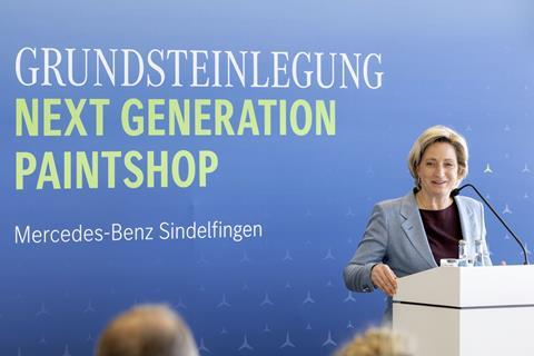 Baden-Württemberg's Minister of Labor and Economic Affairs, Nicole Hoffmeister-Kraut (CDU), is delighted with so much innovation %22Made in Germany.%22 (Image- Mercedes-Benz AG