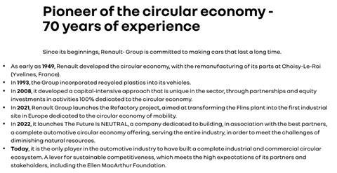 Renault's commitment to circular economy and sustsinable production