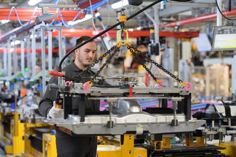 JLR PHEV battery loaded onto assembly line at Halewood plant