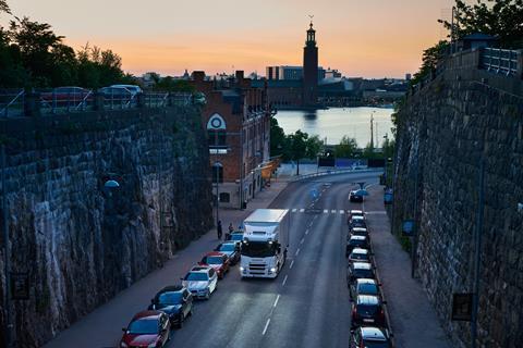 Scania Electric Truck in street