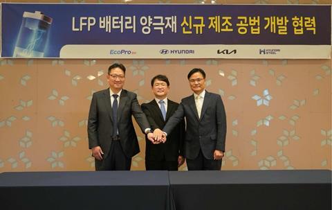 (L to R) Hee-Joong Im (Hyundai Steel), Junwon Suh (EcoPro BM), and Soonjoon Jung (Hyundai Motor & Kia) are key figures in the project