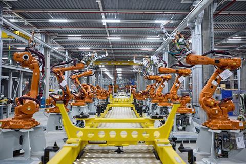A new bodyshop at BMW Munich being prepared for Neue Klasse production