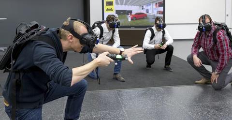 Audi Martin Rademacher testing VR Holodeck 