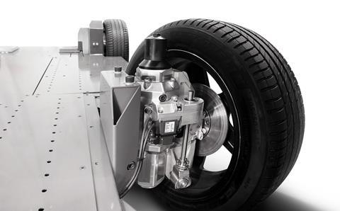 REEcorner technology integrating all critical vehicle components into arch of wheel