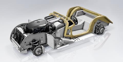 The Plus Six features a bonded and riveted aluminium platform that houses a turbocharged BMW straight six and an eight-speed ZF automatic transmission