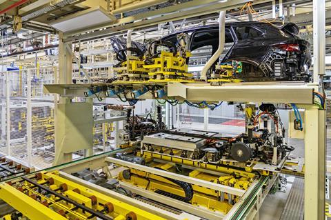 Changes to the production line include modifying the technologies for transporting parts to cater for the weight of all-electric vehicles