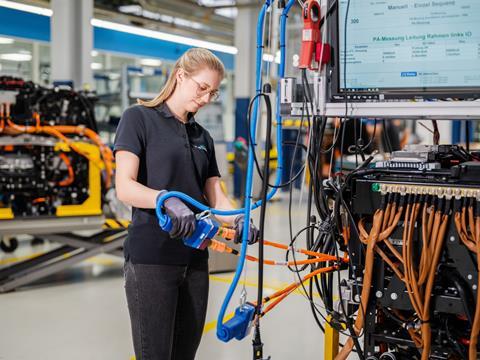 eActros 600 component at the Mannheim plant