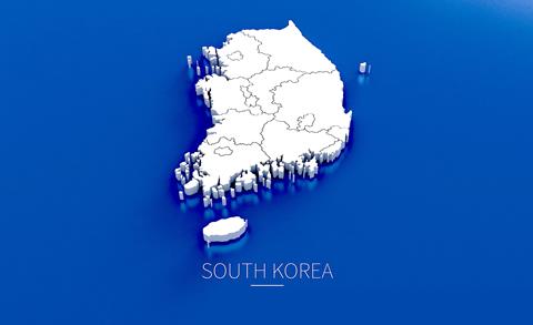 Map of South Korea - Blue